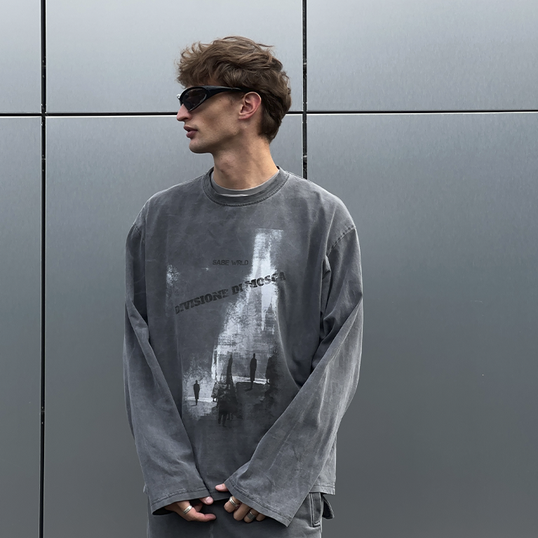 Лонгслив Sabe Longsleeve Di Mosca Acid Wash Dark Grey фото 2