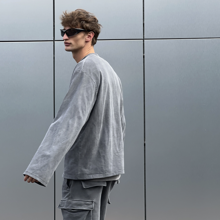 Лонгслив Sabe Longsleeve Di Mosca Acid Wash Dark Grey фото 4