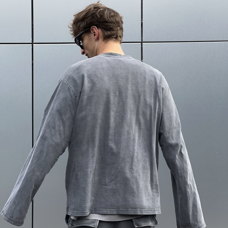 Лонгслив Sabe Longsleeve Di Mosca Acid Wash Dark Grey фото 3
