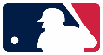 Major League Baseball logo featuring a white silhouette of a batter against a blue and red background.
