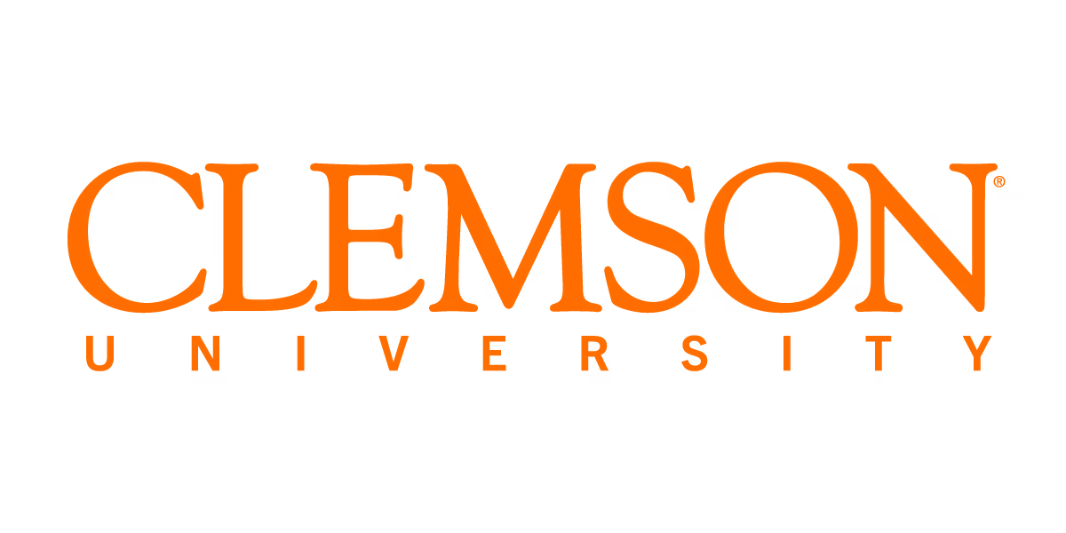 Clemson University wordmark in orange text.