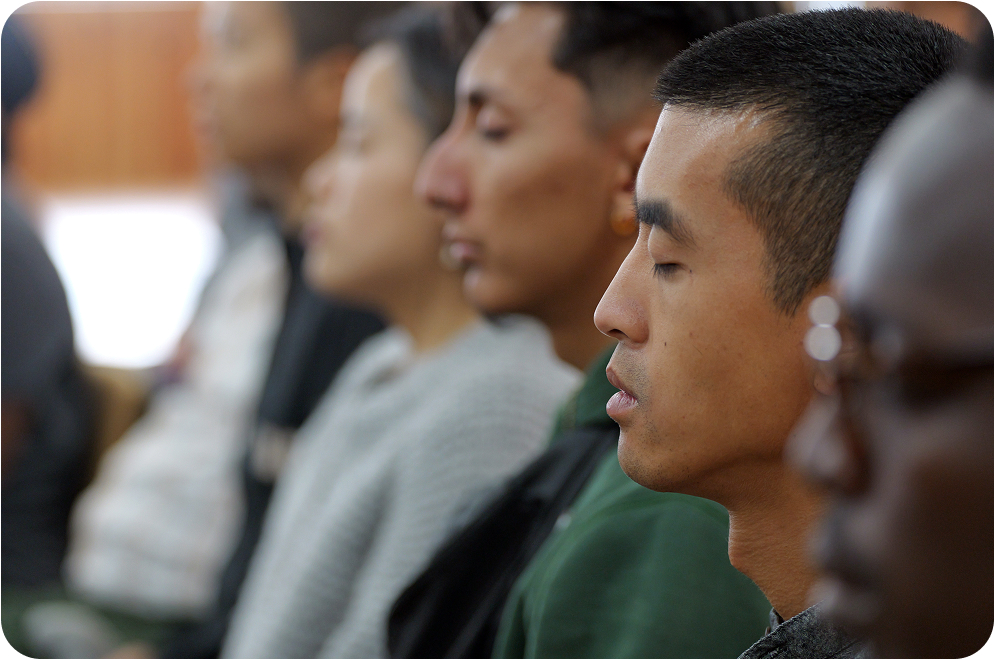people meditating