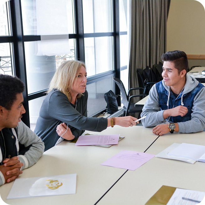group of people in discussion