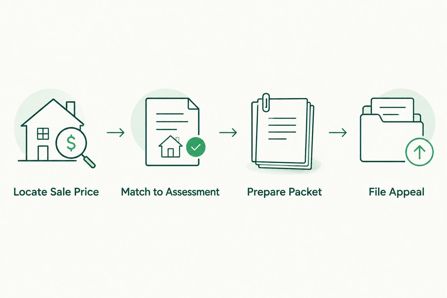 Four-step workflow from locating a sale price to filing a property tax appeal