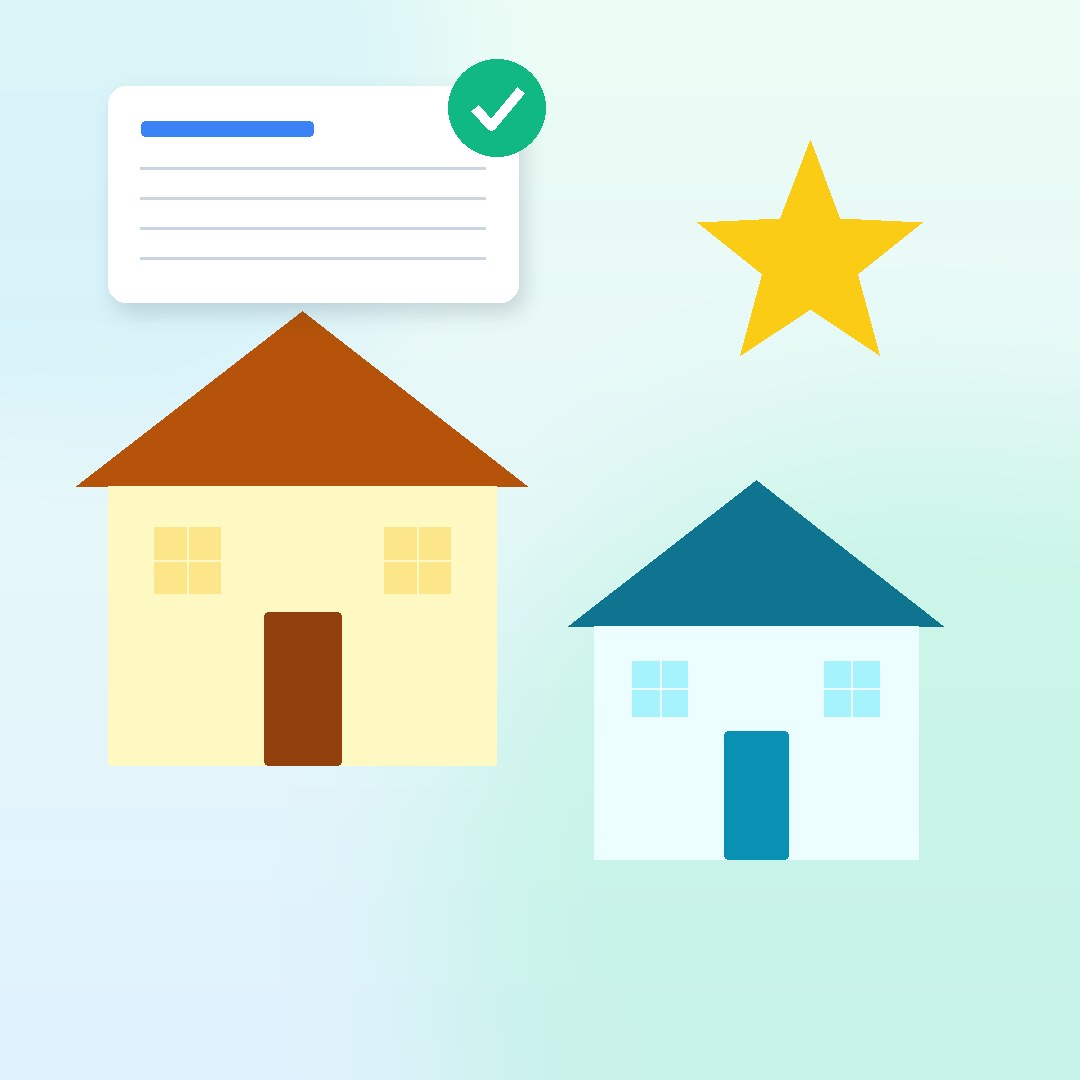 Illustrated Texas homes with a star and an evidence checklist for a property tax protest