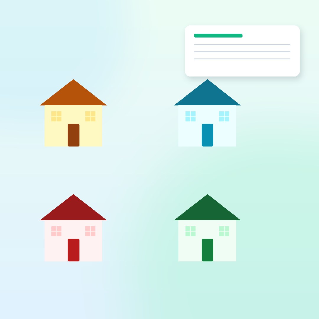Illustrated row of homes representing property owners comparing appeal options by state