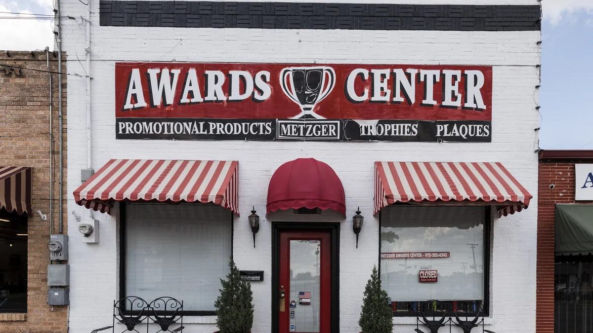 Colorful storefront in downtown Mesquite, Texas