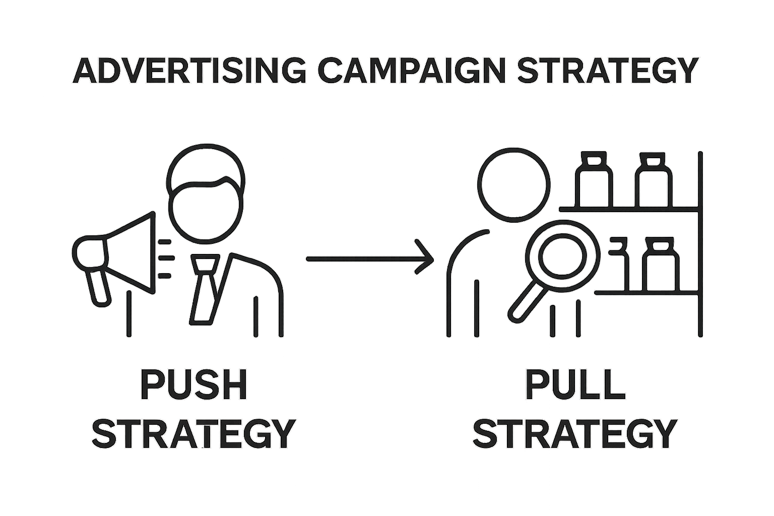 Infographic comparing push vs pull advertising strategies