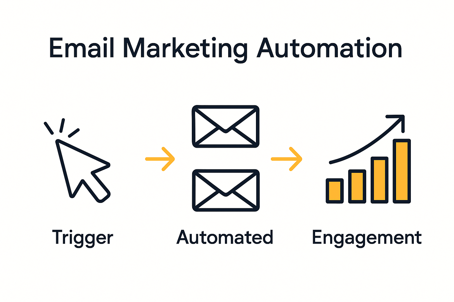 Infographic showing email automation trigger and growth