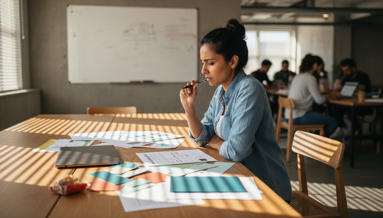 Founder reviewing brand foundation documents