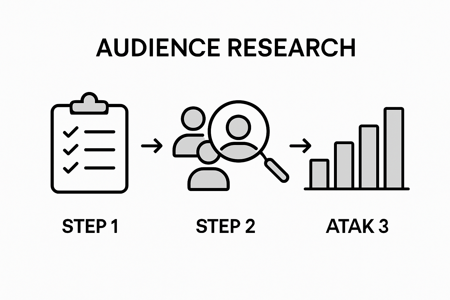 Three-step social audience research infographic