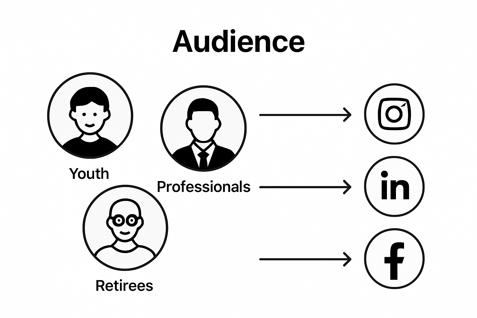Infographic showing social media platform audience mapping