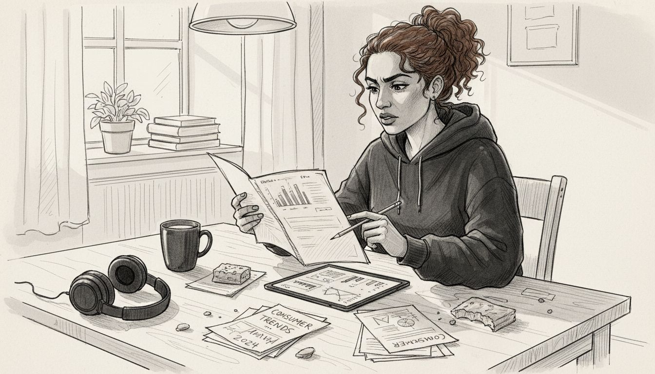 Entrepreneur researching audience at kitchen table