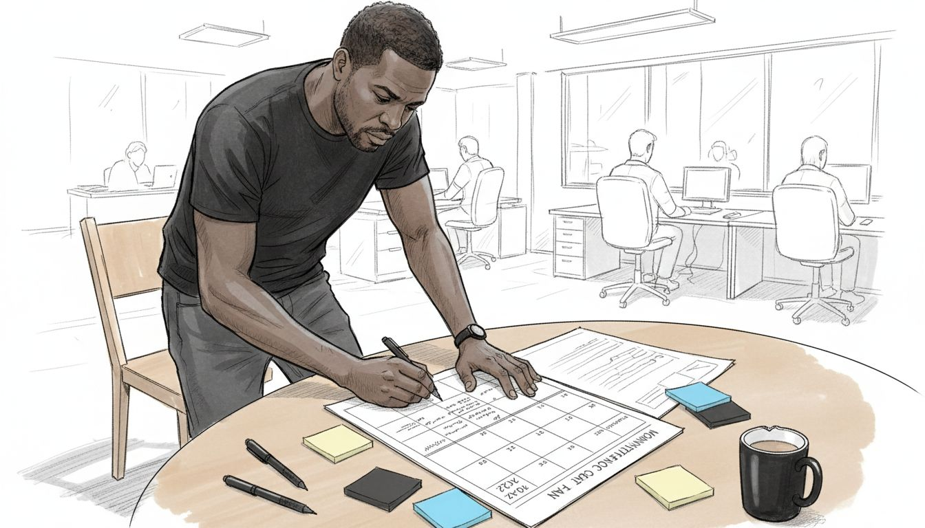 Entrepreneur making content strategy calendar