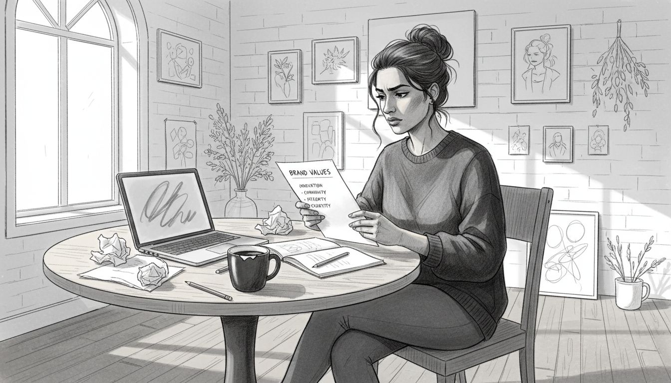 Young woman working on brand positioning