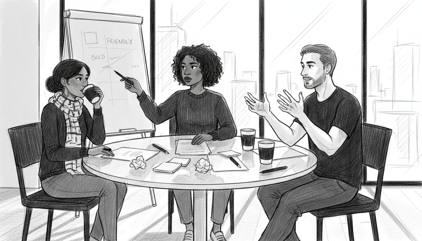 Team brainstorming brand personality traits