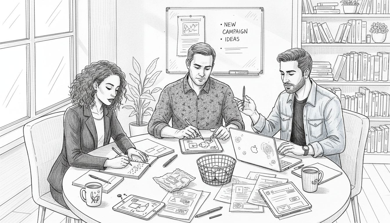 Marketing team planning content together