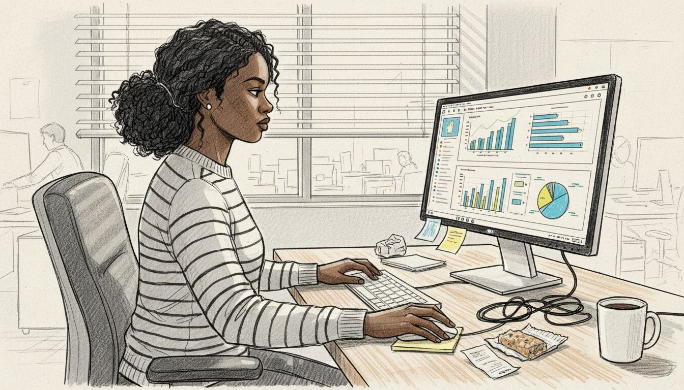 Marketer analyzing digital content performance data