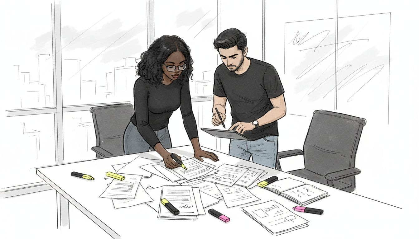 Content marketing team collaborating in meeting