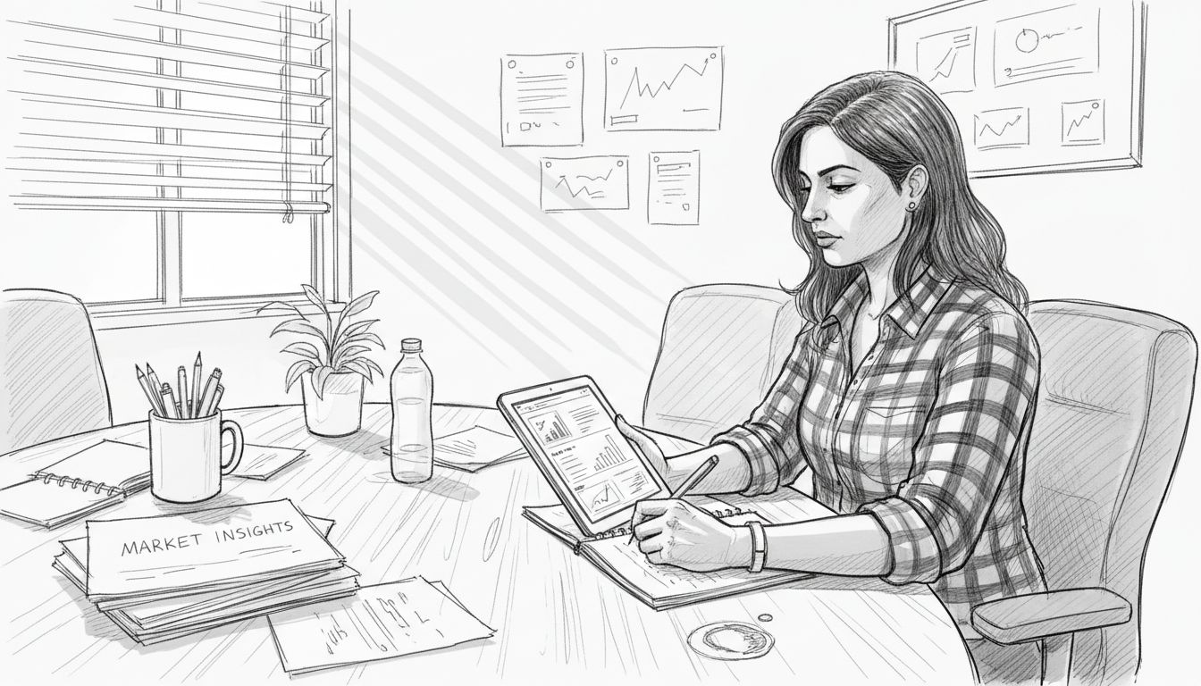 Marketing consultant researching brand foundations