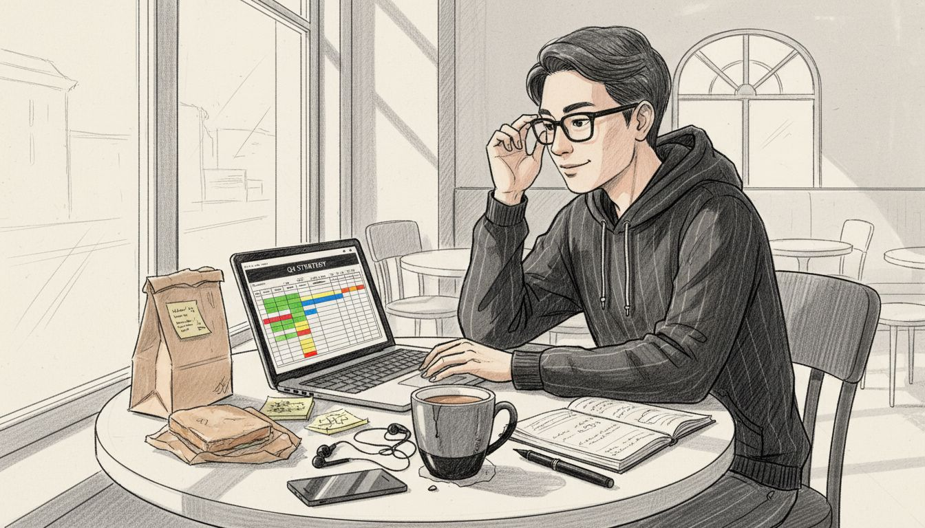 Strategist reviewing audience channel spreadsheet