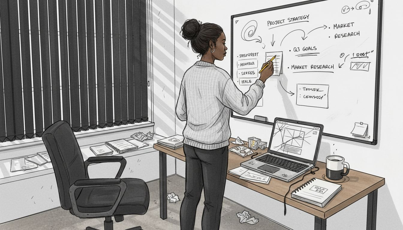 Planning brand positioning with whiteboard notes