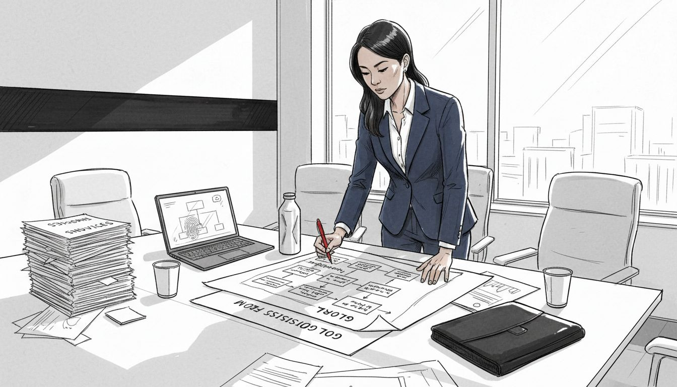 Logistics manager reviewing supply chain stages