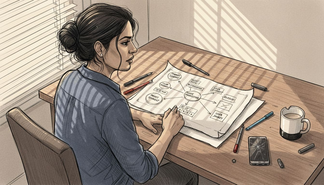 Business owner sketching brand strategy at desk