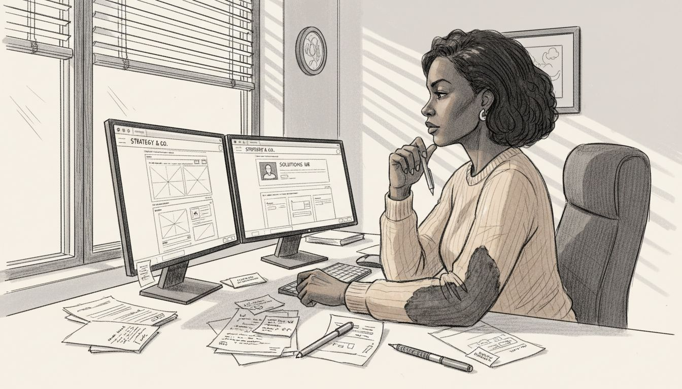 Consultant reviewing website for brand alignment