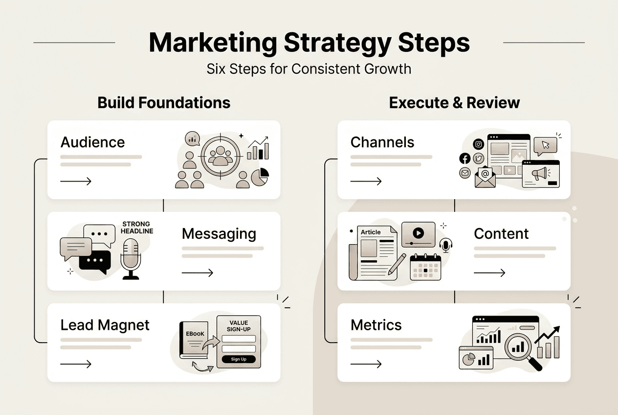 Infographic outlining marketing strategy execution steps