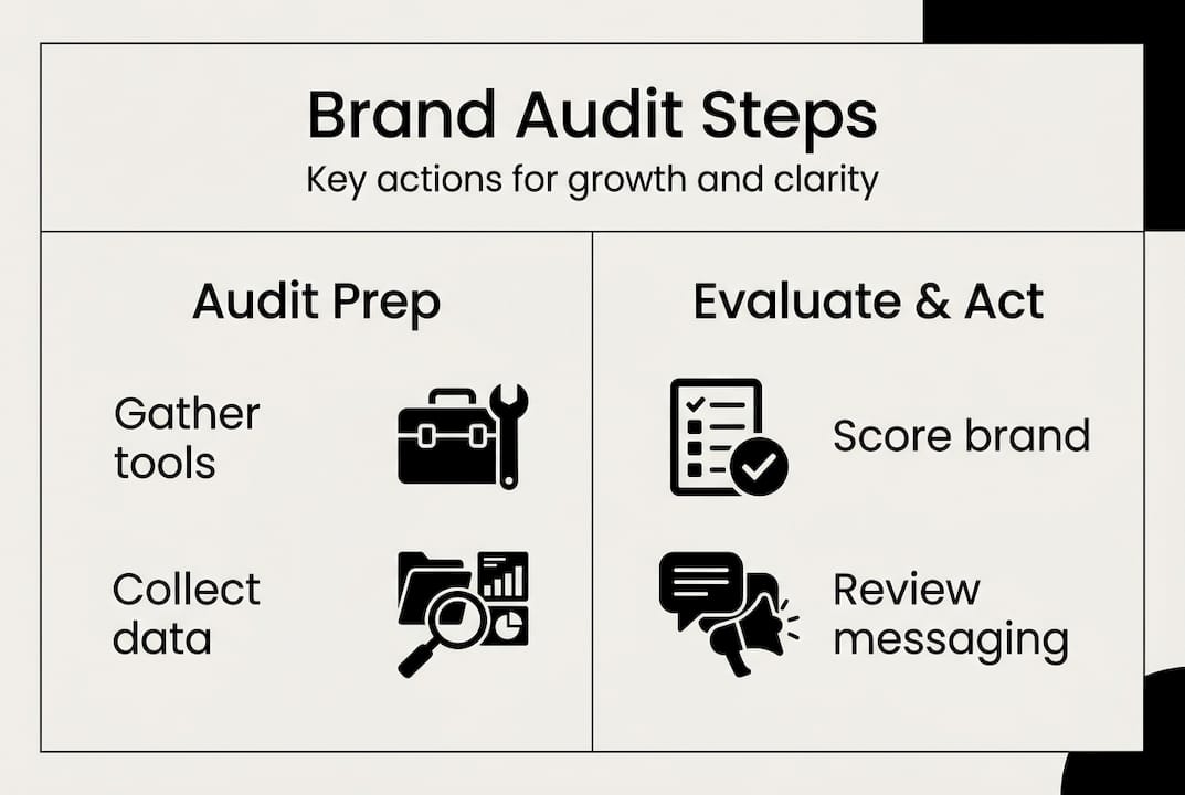 Brand audit steps overview infographic