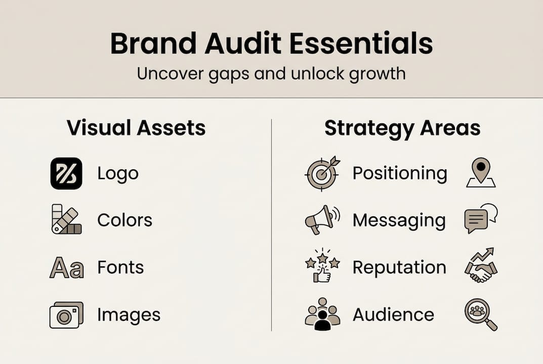 Infographic showing key brand audit components