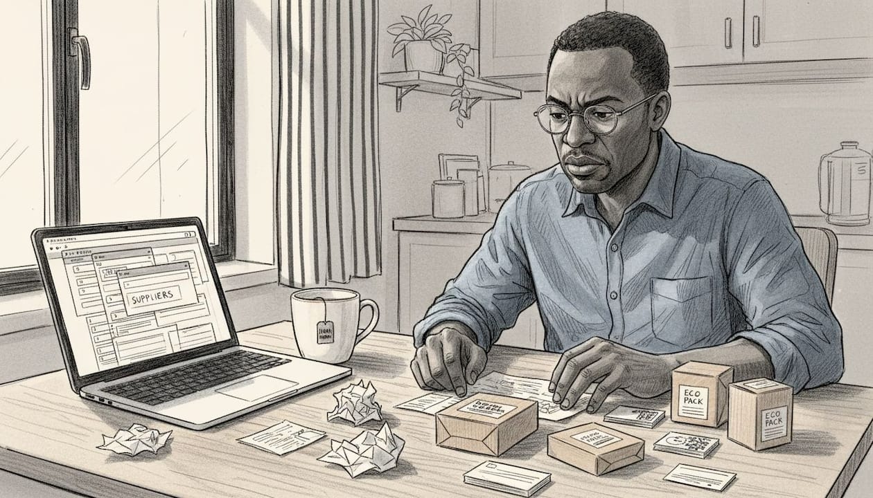 Small business owner reviews inconsistent branding