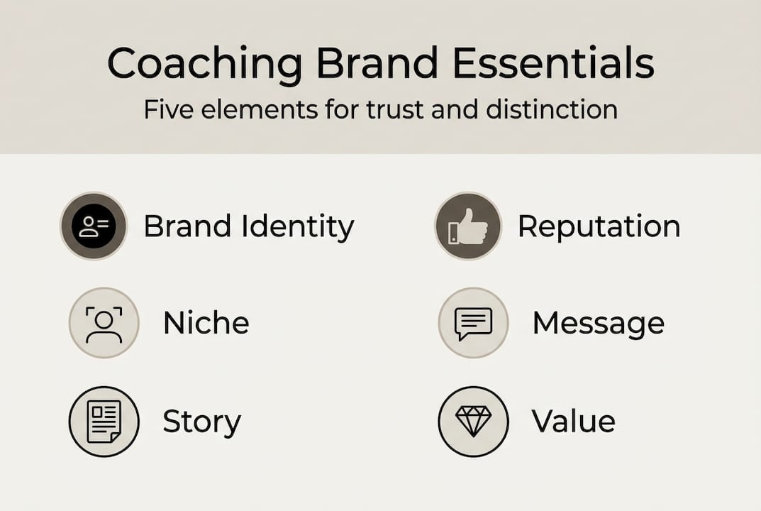 Infographic showing coaching brand essentials
