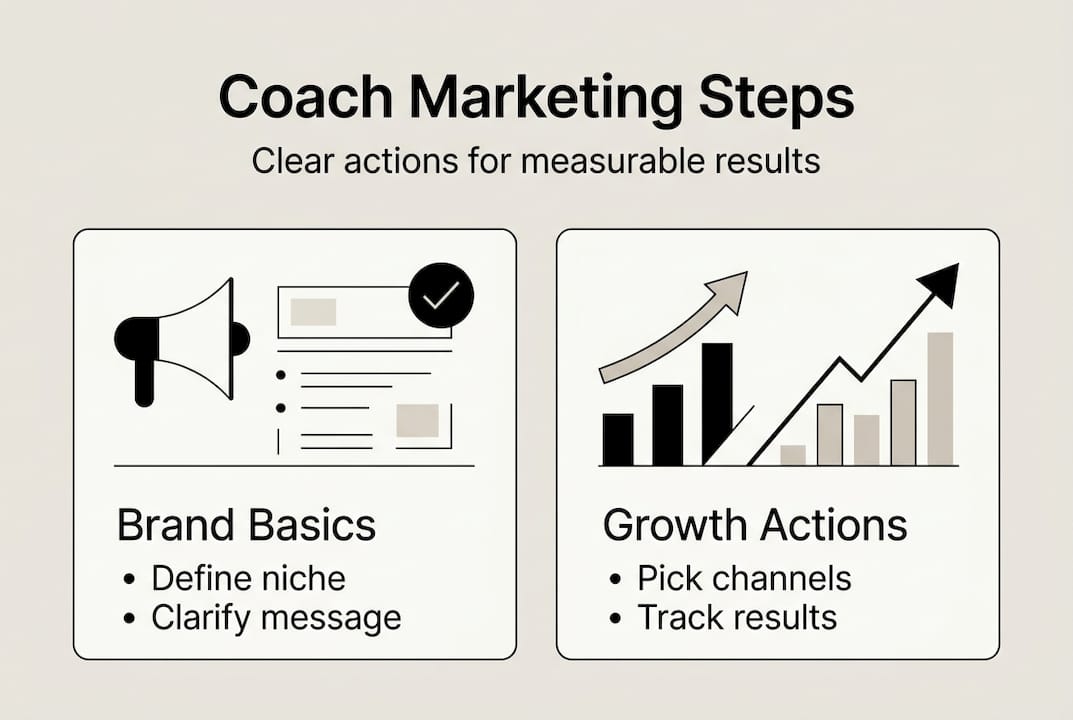 Infographic visualizing coach marketing strategy steps