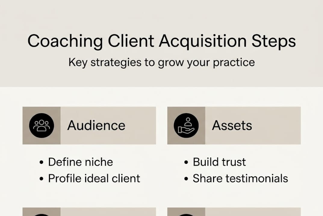 Infographic showing steps for coaching client acquisition