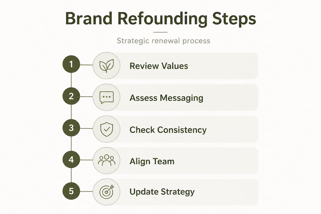 Infographic showing brand refounding steps