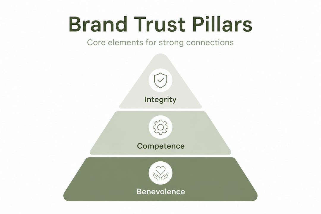 Infographic showing hierarchy of brand trust pillars