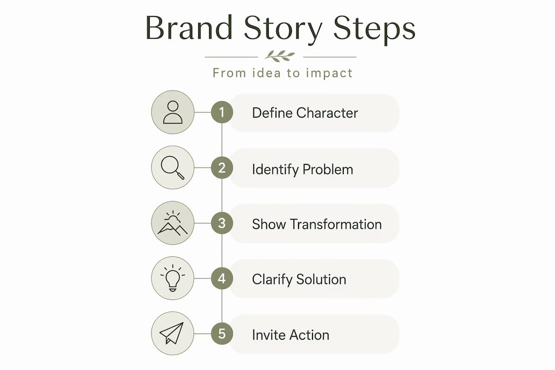 Infographic showing brand storytelling steps in order