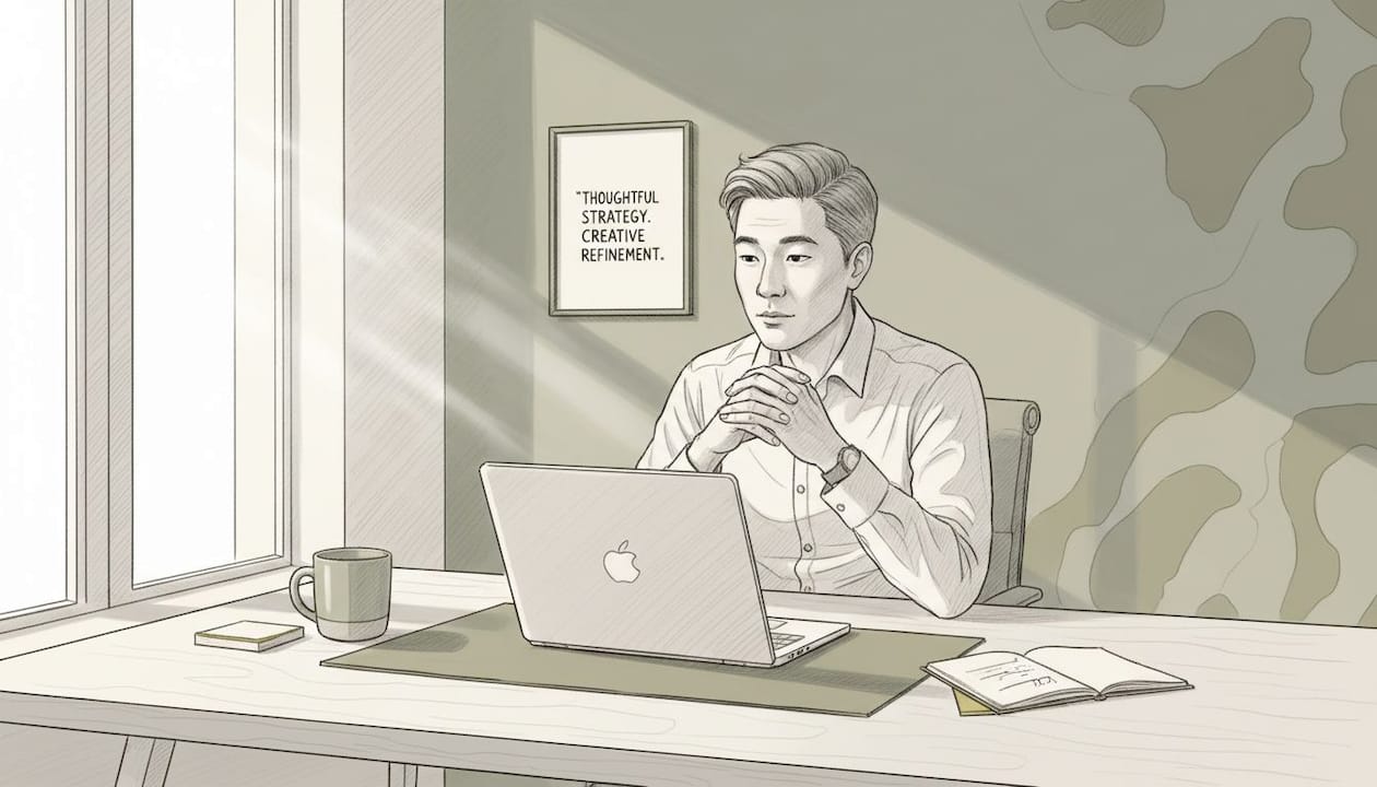 Frustrated founder at desk with cluttered papers