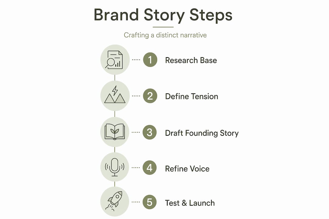 Infographic showing steps of brand story process