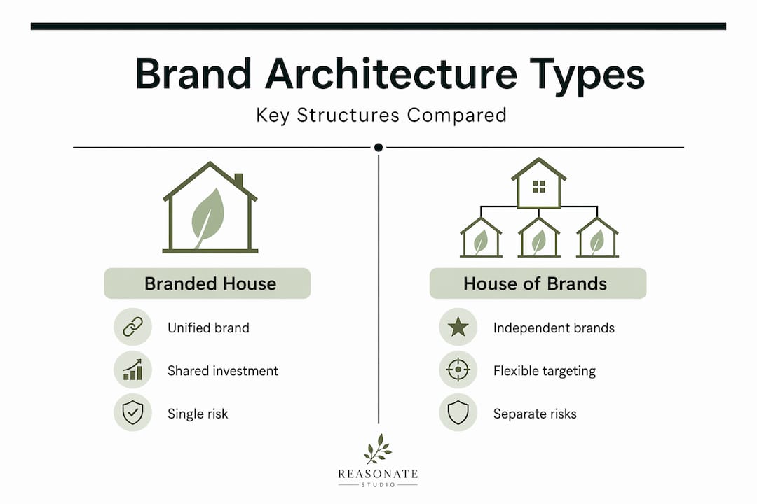 Infographic comparing brand architecture models