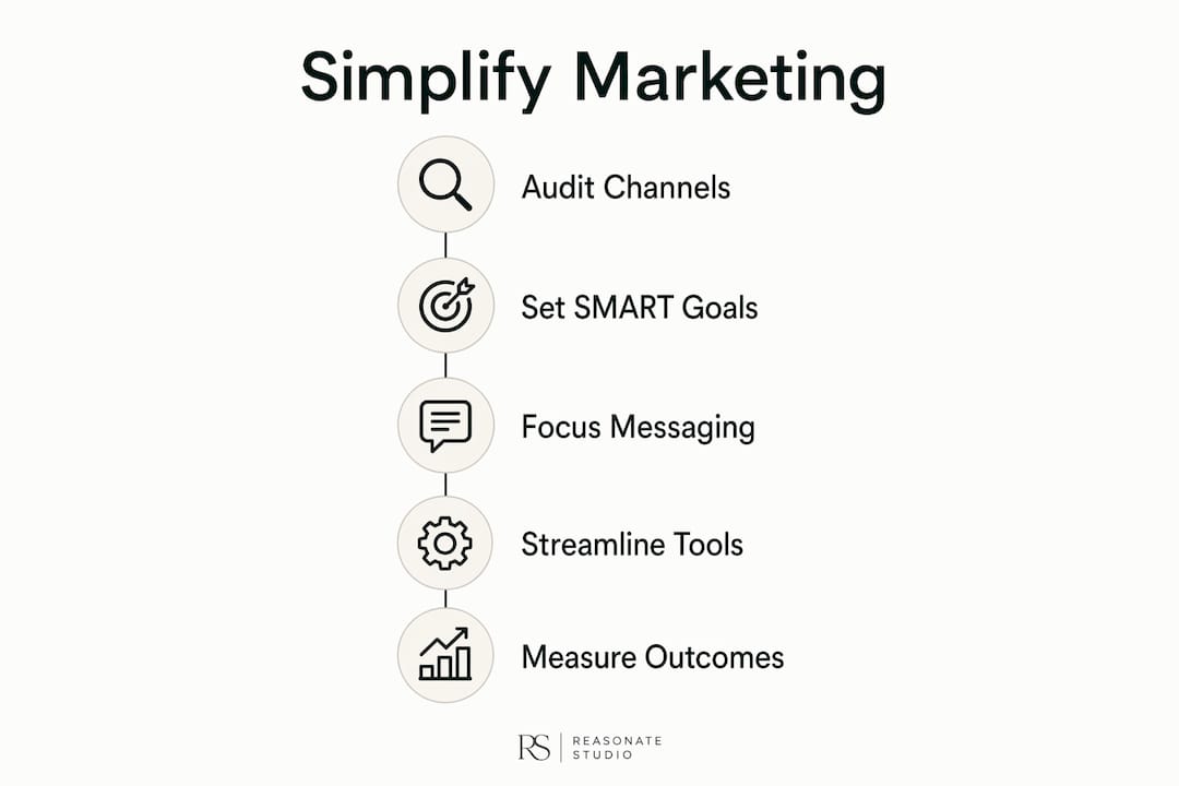 Infographic illustrating steps to simplify marketing