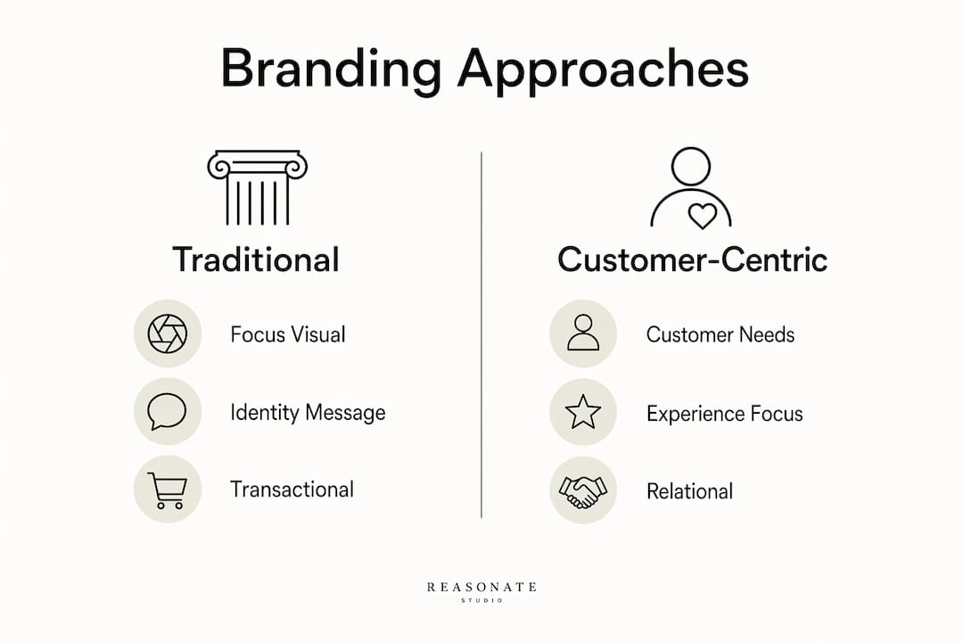 Infographic comparing traditional and customer-centric branding