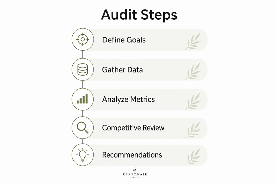 Infographic illustrating marketing audit steps