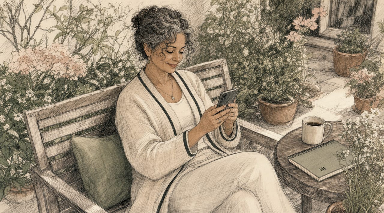 Woman checking social media messages