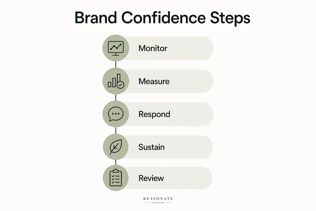 Infographic illustrating brand confidence steps