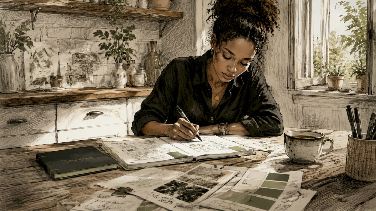 Small business owner planning brand strategy
