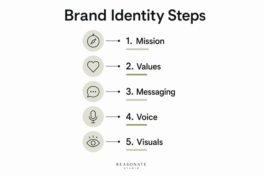 Infographic illustrating brand identity steps
