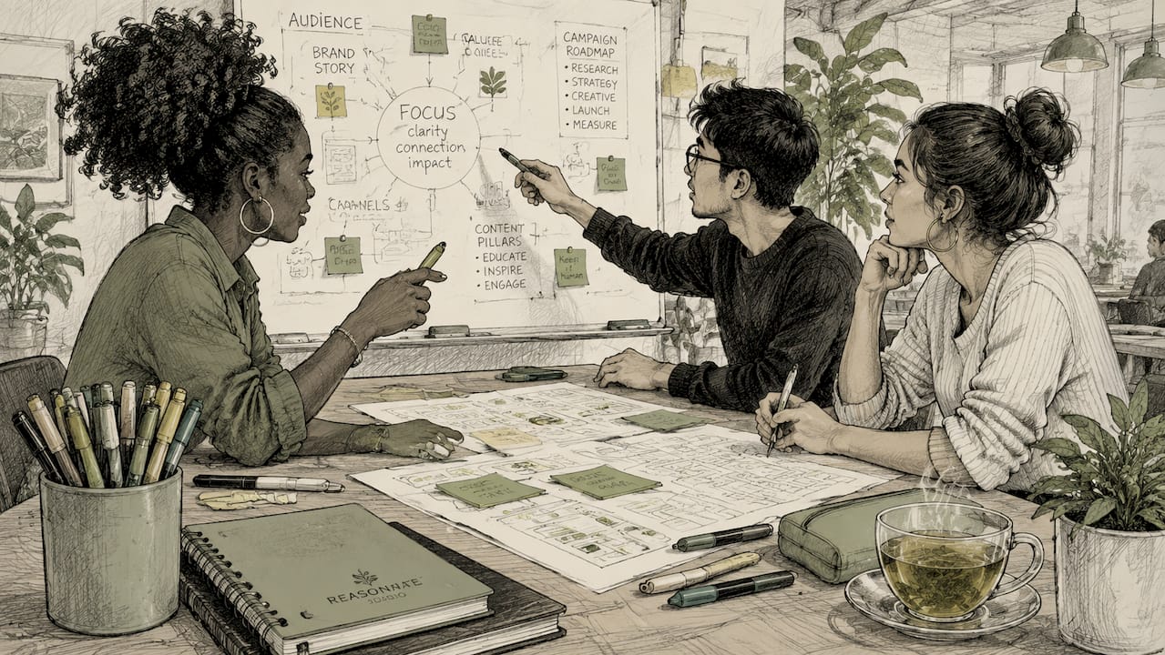 Collaborative marketing planning hands over documents
